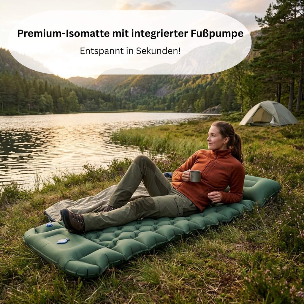 Premium-Isomatte mit integrierter Fußpumpe