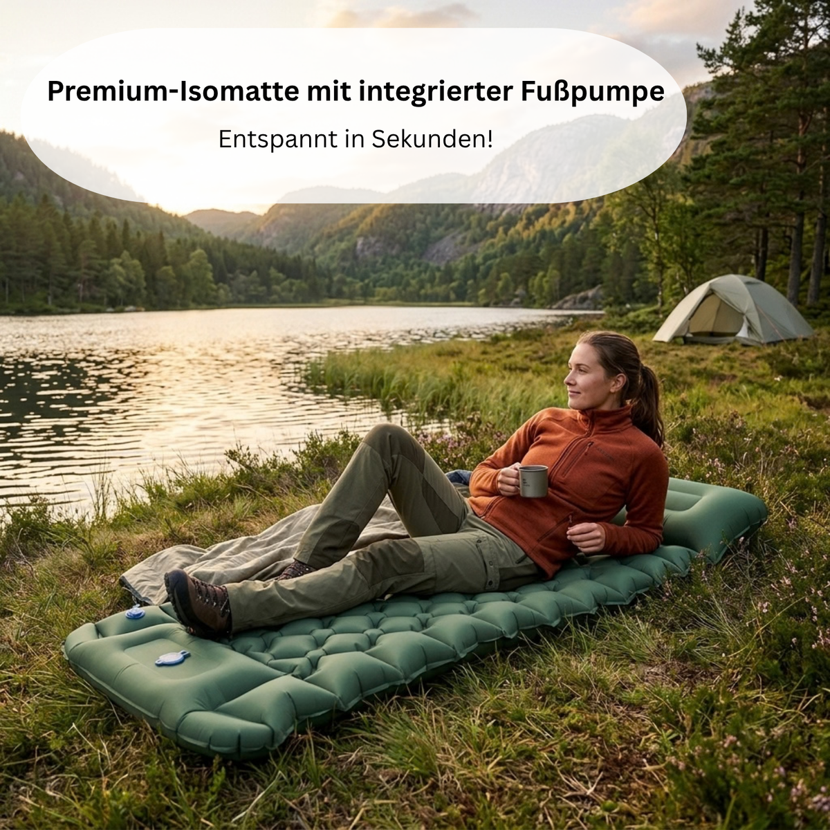 Premium-Isomatte mit integrierter Fußpumpe
