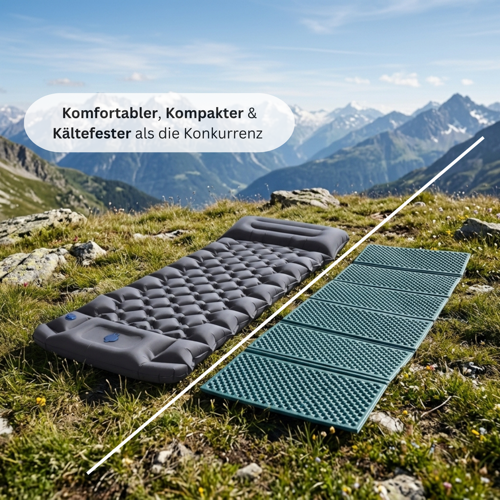 Premium-Isomatte mit integrierter Fußpumpe